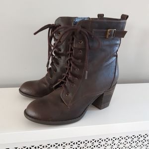 Brown Zip-Up Diba Heeled Boots 9.5